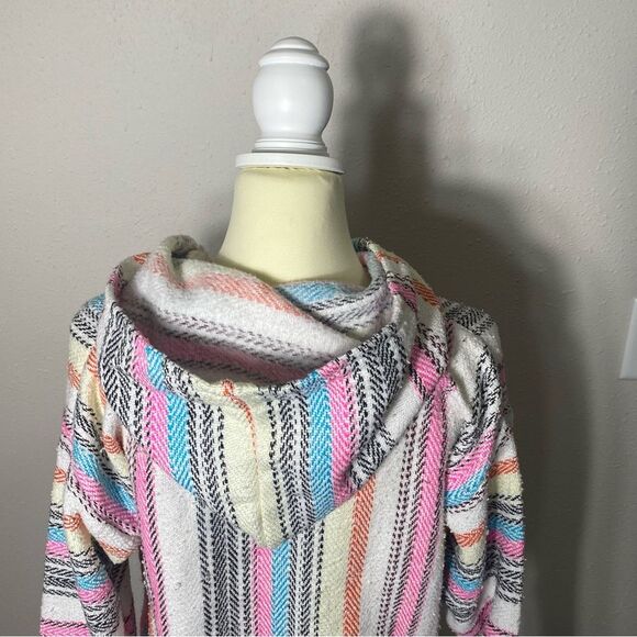 Artesanias Molina Aztec Mexican Striped Pullover Cotton Hoodie Size Medium - Picture 7 of 15
